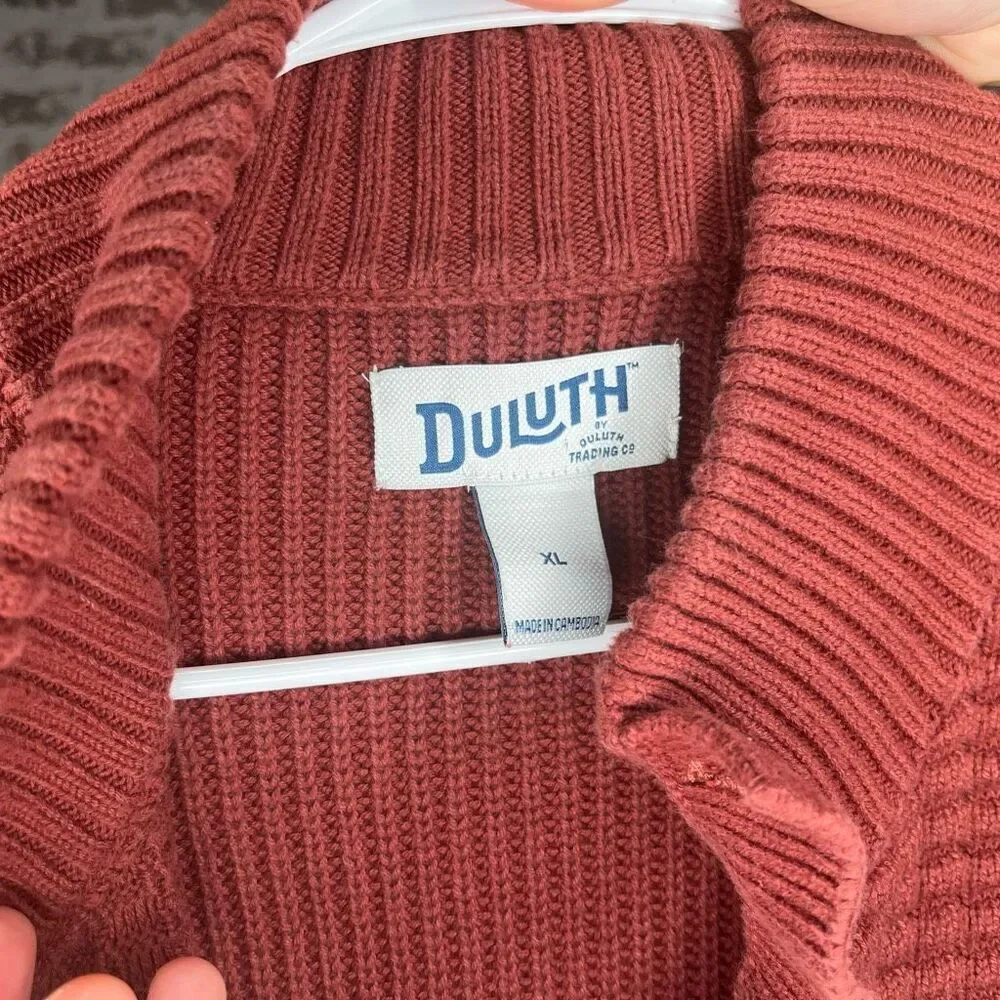 Duluth Trading Co. | men knitted burnt orange Henley sweater